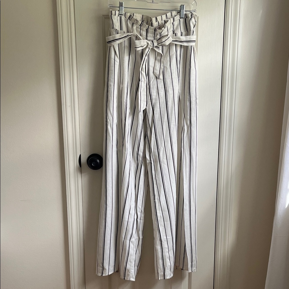 Sincerely Jules White and Black Striped Wide Leg Pants